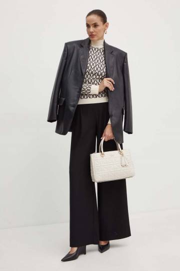 Брюки с примесью шерсти Armani Exchange цвет чёрный широкие высокая посадка 6DYP18 YN1XZ Брюки с примесью шерсти Armani Exchange цвет чёрный широкие высокая посадка 6DYP18 YN1XZ