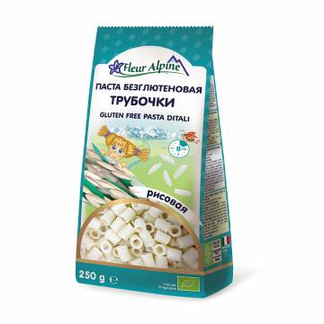 Детские безглютеновые рисовые макароны Fleur Alpine Organic Трубочки, 250 г Детские безглютеновые рисовые макароны Fleur Alpine Organic Трубочки, 250 г