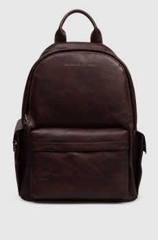 Коричневый кожаный рюкзак с логотипом