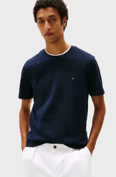 Мужская темно-синяя футболка LIGHT INTERLOCK TEE Синий XL Tommy Hilfiger MW0MW37508