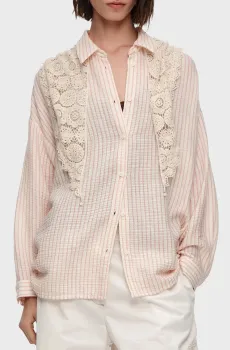 Женская розовая рубашка в полоску Розовый M Bimba Y Lola 261BR2037.12060