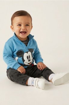 Бавовняний світшот з принтом Mickey Mouse - синій