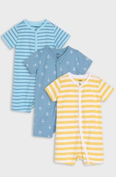 Бавовняні ромпери 3 pack - кремовий