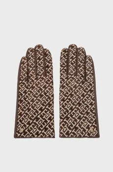 Женские коричневые кожаные перчатки MONOGRAM JACQ Коричневый S-M Tommy Hilfiger AW0AW19134