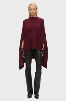 Женское бордовое шерстяное пончо Сape Бордовый S Karl Lagerfeld A4W18047