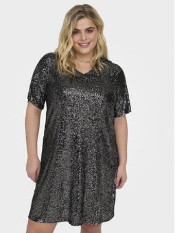 ONLY Carmakoma Коктейльна сукня Sparkly 15308045 Чорний Regular Fit ONLY Carmakoma Коктейльна сукня Sparkly 15308045 Чорний Regular Fit