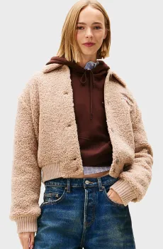 Женская бежевая куртка TEDDY Бежевый S Tommy Jeans DW0DW21666