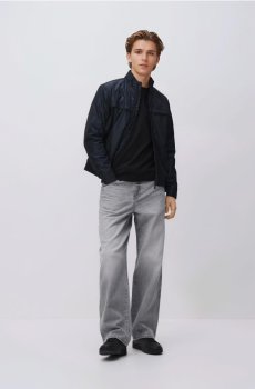 Reserved - Бомбер куртка з коміром-стійкою - темно-синій - 407HZ-59P