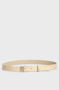 Женский бежевый кожаный ремень с узором TH LOGO MONO 2.5 Бежевый 75 Tommy Hilfiger AW0AW16601