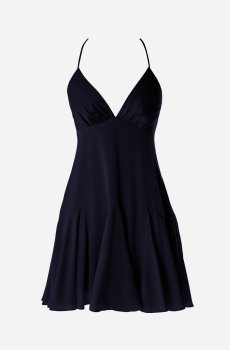 Синя шовкова сукня міні на тонких бретелях