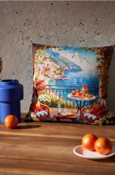 Наволочка з мотивом італійського пейзажу - різнобарвний