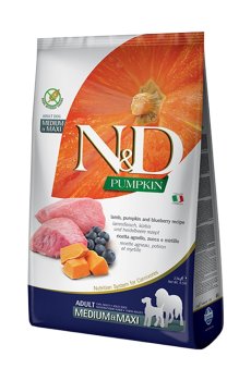 Сухой корм для собак средних и крупных пород Farmina N&D Pumpkin с тыквой, ягнёнком и черникой, 2.5 кг