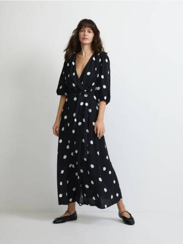 Reserved - Сукня максі з поясом - чорний - 456GS-99X Reserved - Сукня максі з поясом - чорний - 456GS-99X