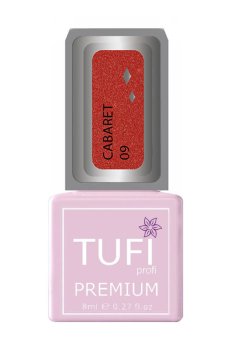 Уценка! Гель-лак для ногтей Tufi Profi Premium Cabaret 09 Красный с блестками, 8 мл