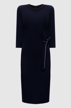 Синее платье с шерстью с цепочкой мониль