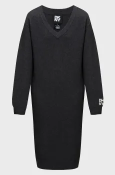 Женское темно-серое шерстяное платье Серый S DKNY D2G4A160