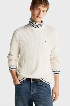 Мужской белый джемпер HERRINGBONE STRUCTURE Белый L Tommy Hilfiger MW0MW37400