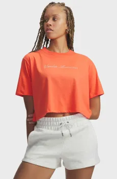 Женская оранжевая футболка UA W WM CROP SS Красный XS Under Armour 6010588-690