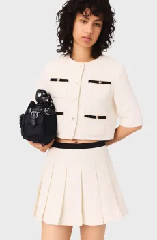 Женская белая твидовая юбка-шорты Белый 40 MAJE MFPSH00670_Ecru