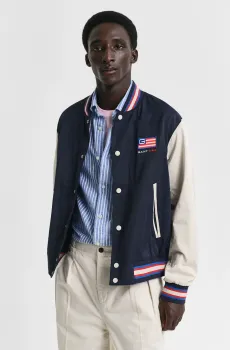 Мужской темно-синий бомбер LIGHT VARSITY JACKET Синий L Gant 7006519