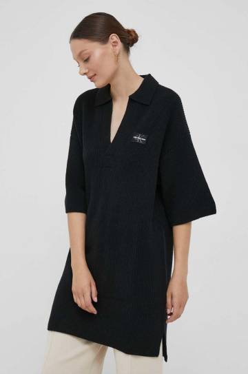 Шерстяное платье Calvin Klein Jeans цвет чёрный mini oversize Шерстяное платье Calvin Klein Jeans цвет чёрный mini oversize