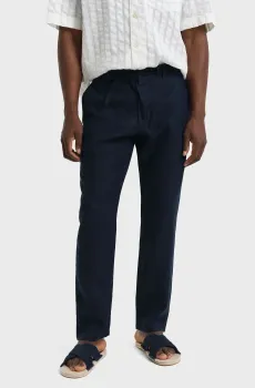 Мужские темно-синие льняные брюки RELAXED LINEN DS PANTS Синий XL Gant 1505272