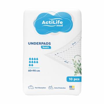 Пеленки гигиенические ActiLife Med Basic Впитывающие, 60*90 см, 10 шт Пеленки гигиенические ActiLife Med Basic Впитывающие, 60*90 см, 10 шт