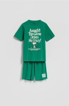 Reserved - Піжамний комплект із двох предметів Snoopy - темно-зелений - 458IQ-79X