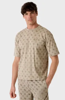Мужская бежевая футболка с узором Бежевый XXL Guess Z6GI07.K2852;PMKU
