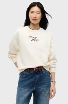 Женский бежевый свитшот script regular c-nk swt Бежевый S Tommy Hilfiger WW0WW51598