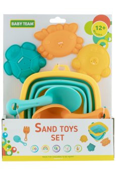 Детский набор для игры с песком Baby Team от 1 года, 27.2*21.5*7 см, 6 предметов (9510)