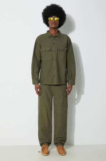Хлопковая рубашка Stan Ray Cpo Shirt мужская цвет зелёный regular классический воротник CE2403321 Хлопковая рубашка Stan Ray Cpo Shirt мужская цвет зелёный regular классический воротник CE2403321