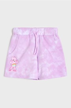 Бавовняні tie-dye шорти з принтом Care Bears - Фіолетовий