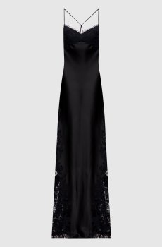 Черное платье макси с кружевом