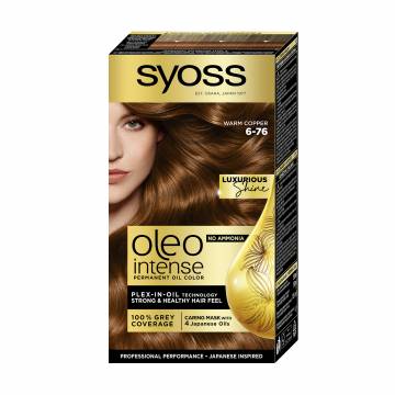 Безаммиачная стойкая краска для волос SYOSS Oleo Intense с маслом-активатором 6-76 Мерцающий медный, 115 мл Безаммиачная стойкая краска для волос SYOSS Oleo Intense с маслом-активатором 6-76 Мерцающий медный, 115 мл