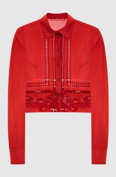 Красная блузка с кружевом