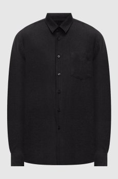 Черная рубашка из льна с вышивкой