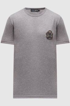 Серая меланжевая футболка с нашивкой логотипа