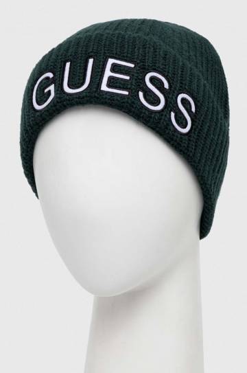 Шапка с примесью шерсти Guess цвет зелёный Шапка с примесью шерсти Guess цвет зелёный