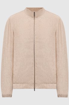 Бежевая куртка из льна с логотипом