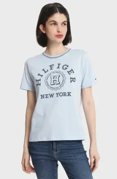 Женская голубая футболка REG VARSITY HILFIGER Голубой S Tommy Hilfiger WW0WW41575