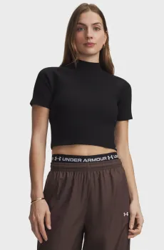 Женская черная футболка UA RIVAL RIB MOCK SS TEE Черный S Under Armour 6014794-008