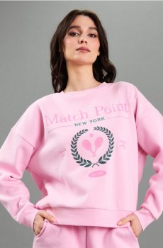 Бавовняний світшот crewneck з вишивкою - бегонія