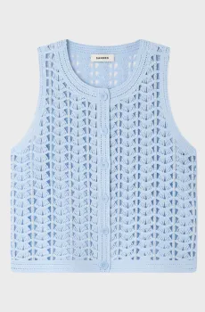 Женский голубой жилет Голубой S Sandro SFPCA01442_Sky Blue