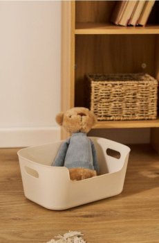 Коробка для зберігання з ручками - кремовий