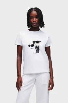 Женская белая футболка IKONIK 2.0 Белый XS Karl Lagerfeld 230W1704