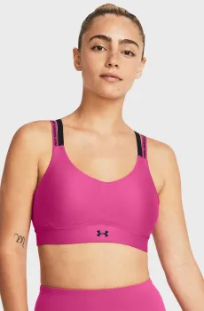 Женский розовый топ UA Infinity Mid 2.0 Rib Bra Розовый XL (D-DD) Under Armour 1385433-686