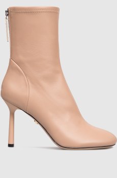Бежевые кожаные ботильоны