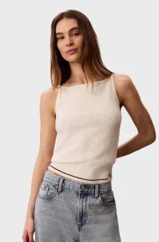 Женский белый топ LABEL CABLE Белый S Calvin Klein Jeans LV047F321G