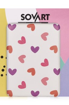 Зеркальце Sovart компактное, прямоугольное, фиолетовые сердца, 1 шт